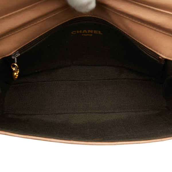 シャネル ココマーク ステッチ チェーン ショルダーバッグ ベージュ ゴールド ラムスキン レディース CHANEL 【中古】