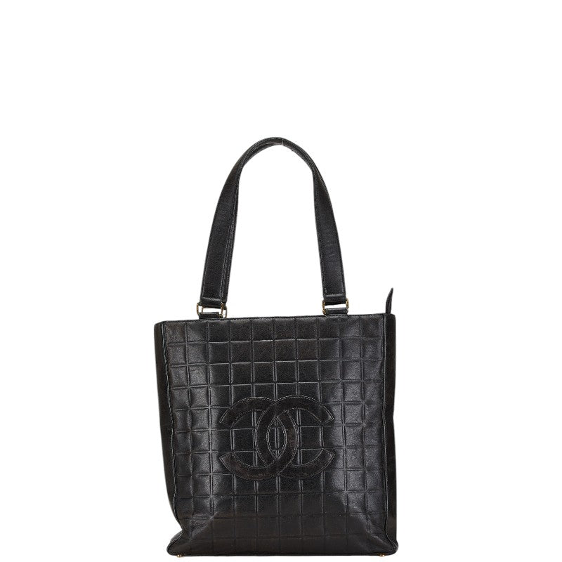 シャネル チョコバー ココマーク トートバッグ ブラック ラムスキン レディース CHANEL 【中古】