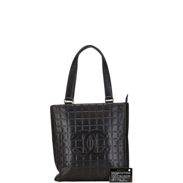 シャネル チョコバー ココマーク トートバッグ ブラック ラムスキン レディース CHANEL 【中古】