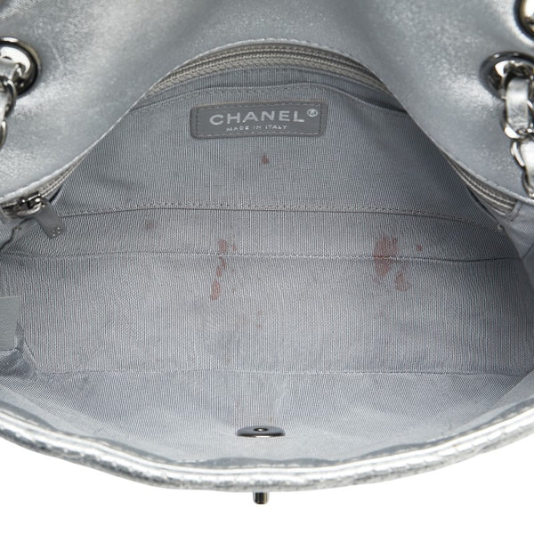シャネル マトラッセ パンチング チェーン ショルダーバッグ シルバー レザー レディース CHANEL 【中古】