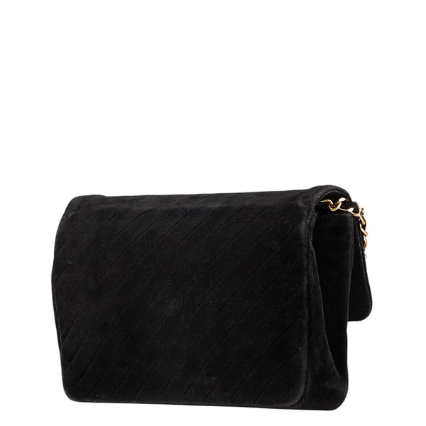 シャネル ココマーク チェーン ショルダーバッグ ブラック ゴールド ベロア レディース CHANEL 【中古】