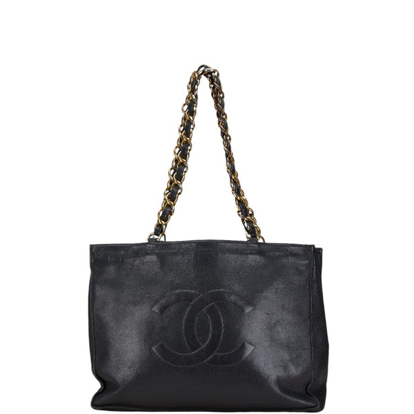 シャネル ココマーク チェーントートバッグ ハンドバッグ ブラック レザー レディース CHANEL 【中古】