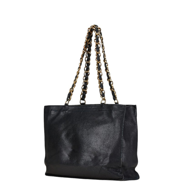 シャネル ココマーク チェーントートバッグ ハンドバッグ ブラック レザー レディース CHANEL 【中古】