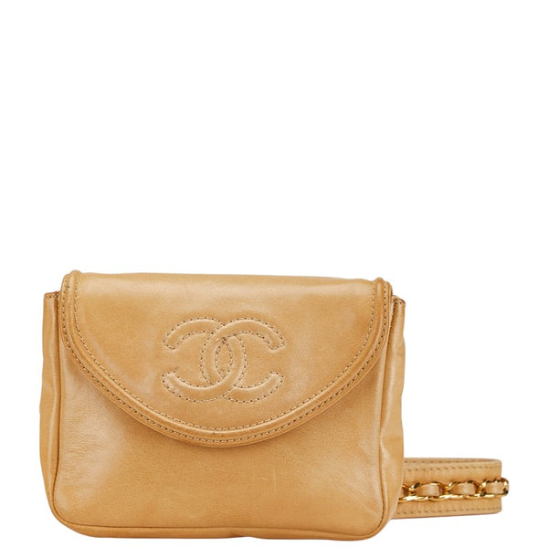 シャネル ココマーク ウエストバッグ ボディバッグ ベージュ ラムスキン レディース CHANEL 【中古】