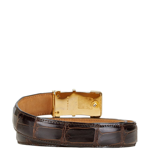 ダンヒル クロコ型押し ベルト サイズ：100/115 ダークブラウン レザー メンズ Dunhill 【中古】