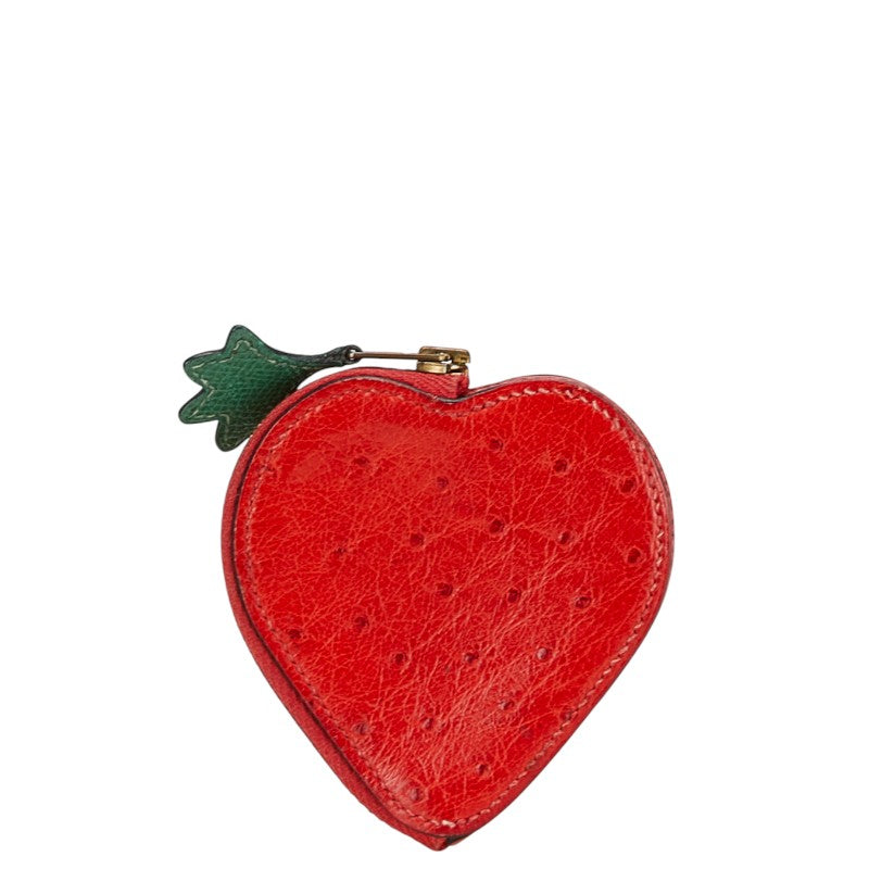 エルメス トゥッティ フルッティ イチゴ ストロベリー コインケース レッド オーストリッチ レディース HERMES 【中古】