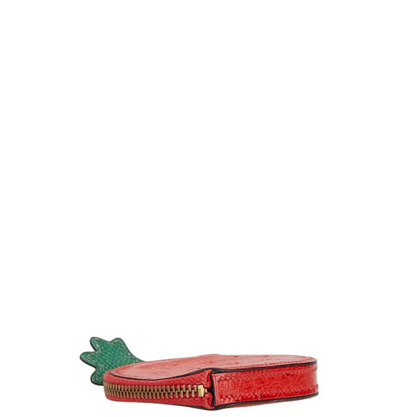エルメス トゥッティ フルッティ イチゴ ストロベリー コインケース レッド オーストリッチ レディース HERMES 【中古】