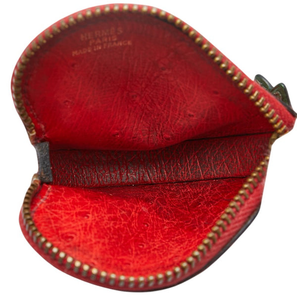 エルメス トゥッティ フルッティ イチゴ ストロベリー コインケース レッド オーストリッチ レディース HERMES 【中古】