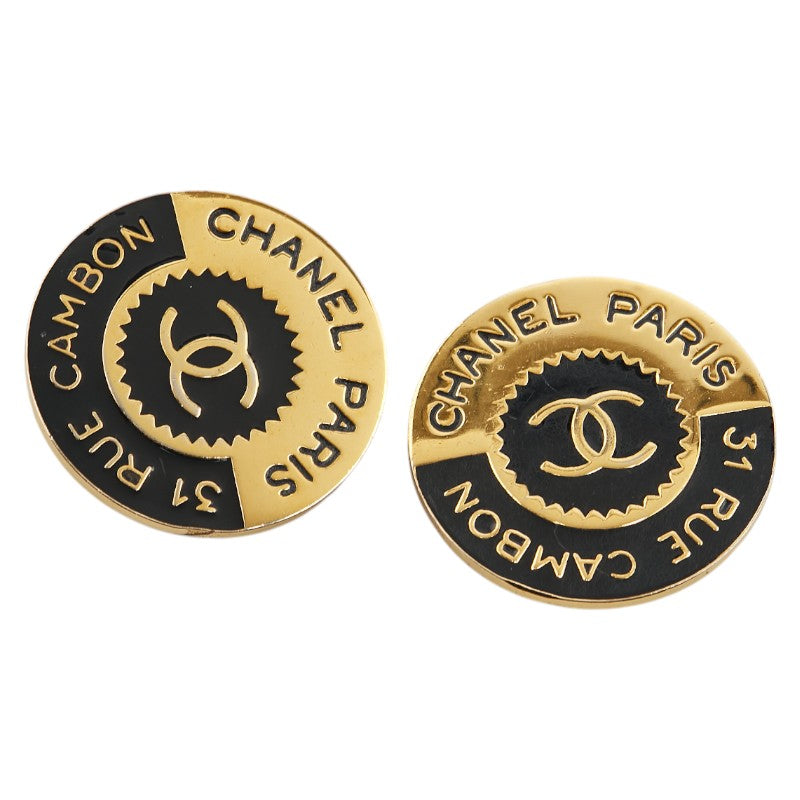 シャネル ココマーク 31 RUE CAMBON カンボン イヤリング ゴールド ブラック メッキ レディース CHANEL 【中古】