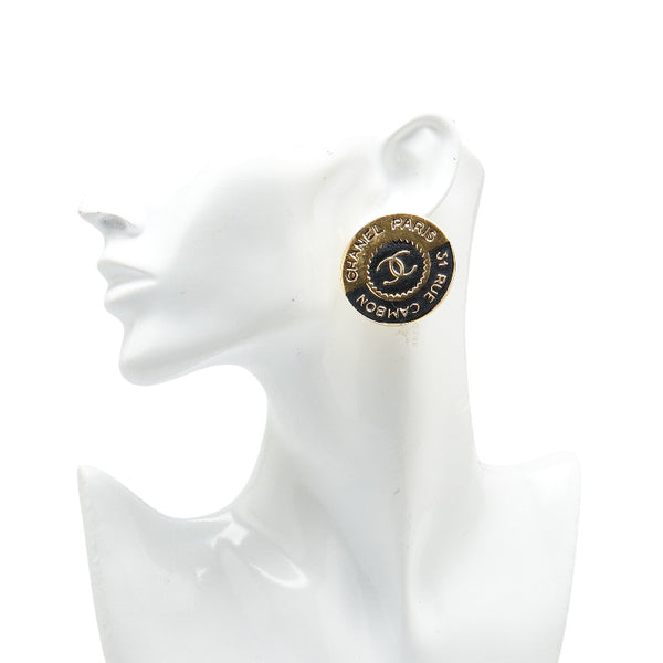 シャネル ココマーク 31 RUE CAMBON カンボン イヤリング ゴールド ブラック メッキ レディース CHANEL 【中古】