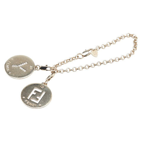 フェンディ FFロゴ ラインストーン ブレスレット ゴールド メッキ レディース FENDI 【中古】