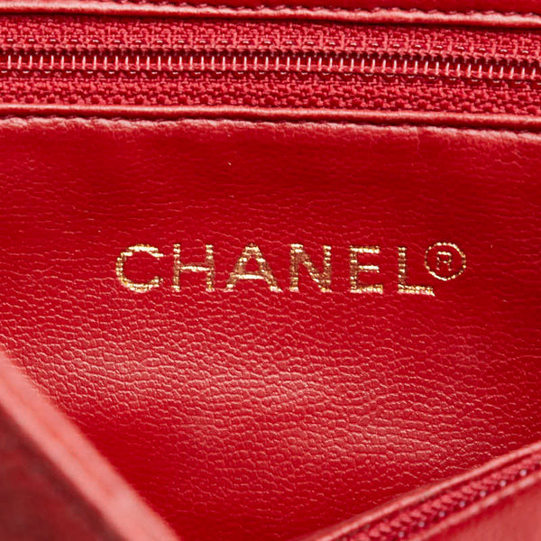 シャネル ココマーク チェーン リュック バックパック レッド キャビアスキン レディース CHANEL 【中古】