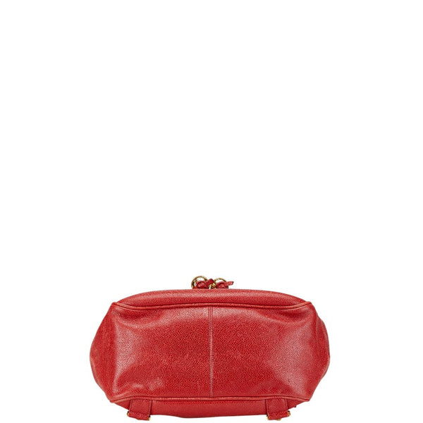 シャネル ココマーク チェーン リュック バックパック レッド キャビアスキン レディース CHANEL 【中古】