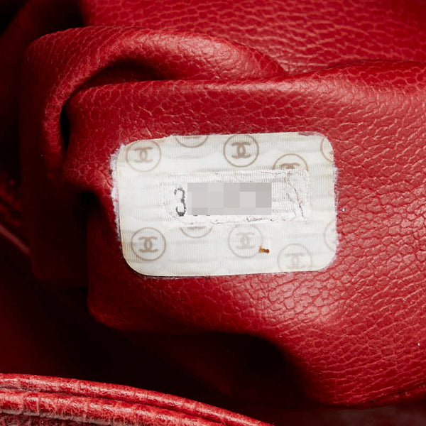 シャネル ココマーク チェーン リュック バックパック レッド キャビアスキン レディース CHANEL 【中古】