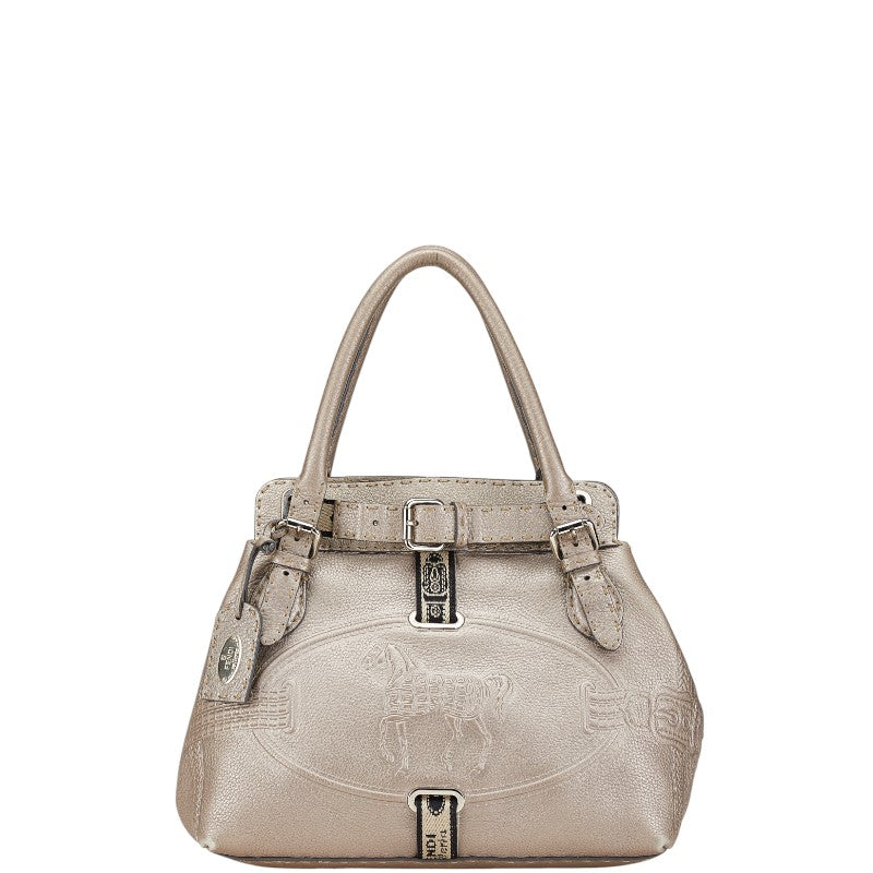 フェンディ セレリア ヴィラボルゲーゼ ショルダーバッグ ハンドバッグ 8BN155 グレージュ シルバー レザー レディース FENDI 【中古】