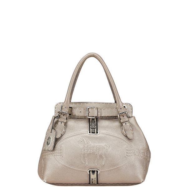 フェンディ セレリア ヴィラボルゲーゼ ショルダーバッグ ハンドバッグ 8BN155 グレージュ シルバー レザー レディース FENDI 【中古】