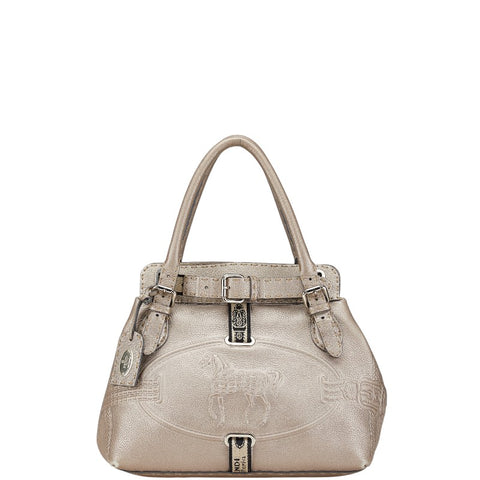 フェンディ セレリア ヴィラボルゲーゼ ショルダーバッグ ハンドバッグ 8BN155 グレージュ シルバー レザー レディース FENDI 【中古】