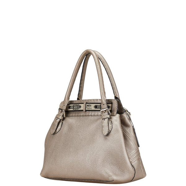 フェンディ セレリア ヴィラボルゲーゼ ショルダーバッグ ハンドバッグ 8BN155 グレージュ シルバー レザー レディース FENDI 【中古】