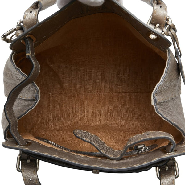 フェンディ セレリア ヴィラボルゲーゼ ショルダーバッグ ハンドバッグ 8BN155 グレージュ シルバー レザー レディース FENDI 【中古】