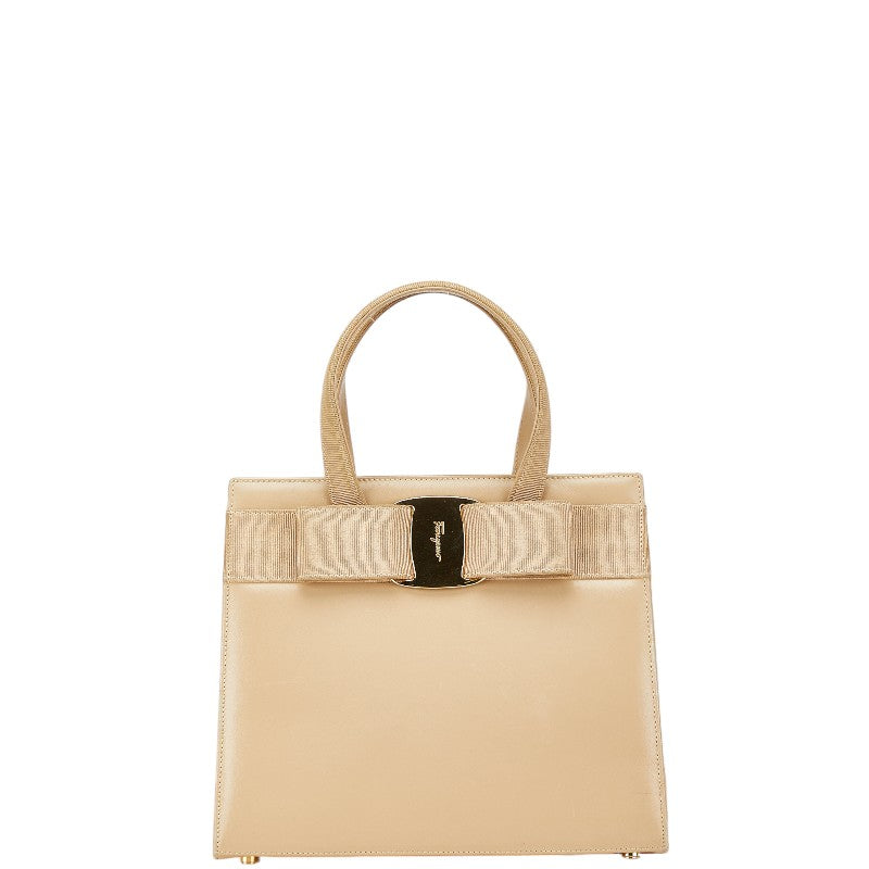 サルヴァトーレフェラガモ ヴァラリボン ハンドバッグ BA214178 ベージュ レザー キャンバス レディース Salvatore Ferragamo 【中古】