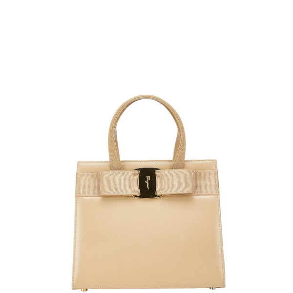 サルヴァトーレフェラガモ ヴァラリボン ハンドバッグ BA214178 ベージュ レザー キャンバス レディース Salvatore Ferragamo 【中古】