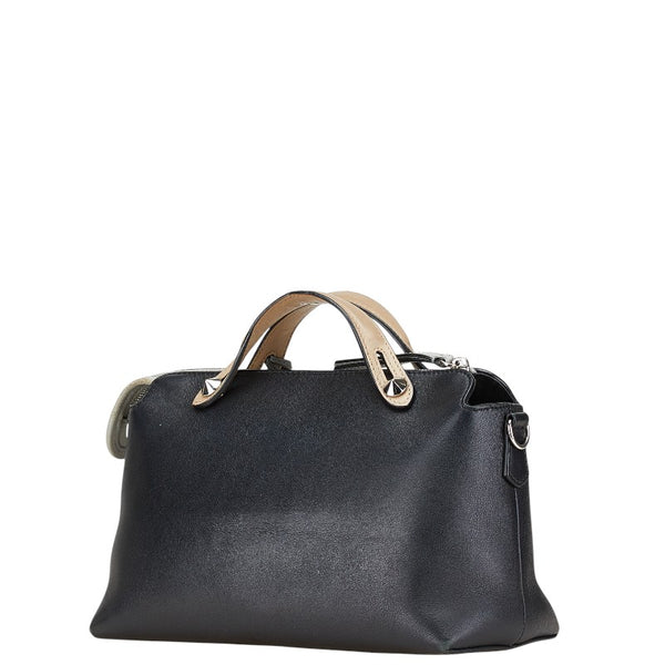 フェンディ バイザウェイ ミディアム ハンドバッグ ショルダーバッグ 2WAY 8BL124-5QJ ブラック ライトブルー ベージュ レザー レディース FENDI 【中古】