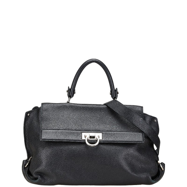 サルヴァトーレフェラガモ ソフィア ハンドバッグ ショルダーバッグ 2WAY ブラック レザー レディース Salvatore Ferragamo 【中古】