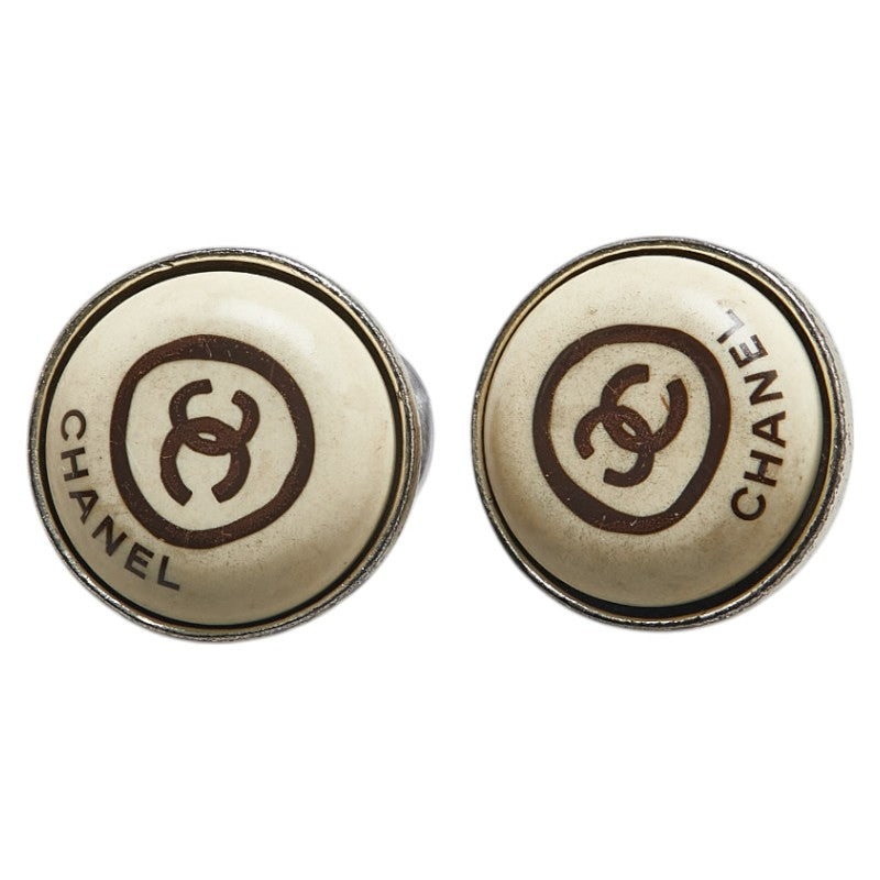 シャネル ココマーク イヤリング シルバー アイボリー メタル プラスチック レディース CHANEL 【中古】