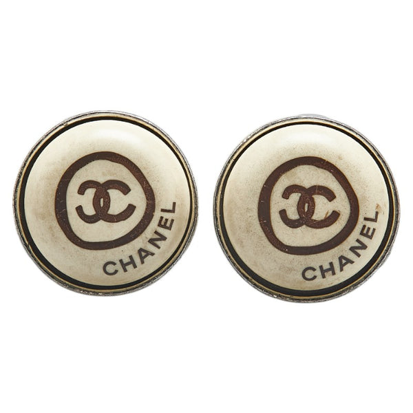 シャネル ココマーク イヤリング シルバー アイボリー メタル プラスチック レディース CHANEL 【中古】