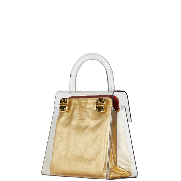 サルヴァトーレフェラガモ ガンチーニ ハンドバッグ クリア ゴールド プラスチック レディース Salvatore Ferragamo 【中古】