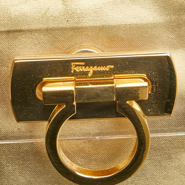 サルヴァトーレフェラガモ ガンチーニ ハンドバッグ クリア ゴールド プラスチック レディース Salvatore Ferragamo 【中古】