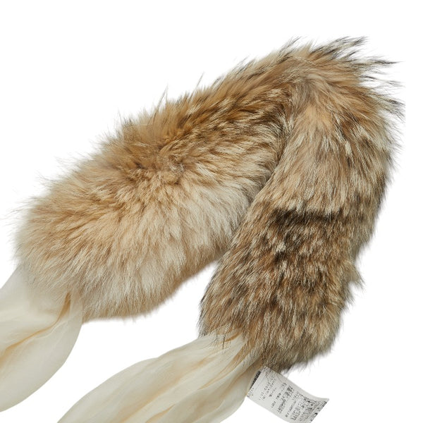 エルメス マフラー ホワイト ベージュ シルク コヨーテ レディース HERMES 【中古】