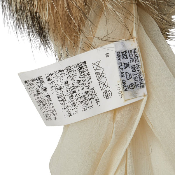 エルメス マフラー ホワイト ベージュ シルク コヨーテ レディース HERMES 【中古】