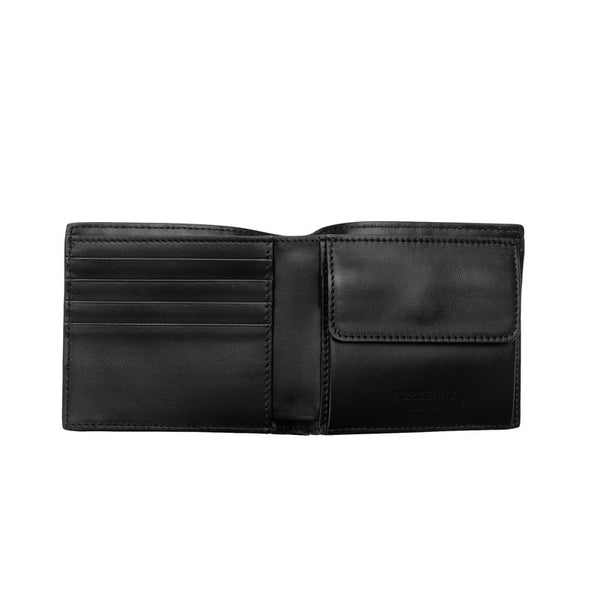バーバリー TBモノグラム 二つ折り財布 ブラック カーフ レザー メンズ BURBERRY 【中古】