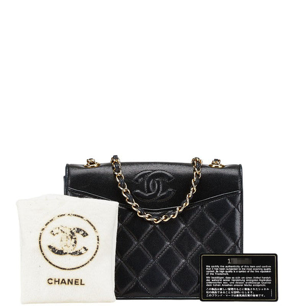 シャネル ココマーク マトラッセ チェーン ショルダーバッグ ブラック ラムスキン レディース CHANEL 【中古】