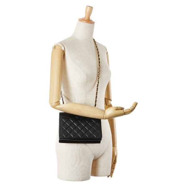 シャネル ココマーク マトラッセ チェーン ショルダーバッグ ブラック ラムスキン レディース CHANEL 【中古】