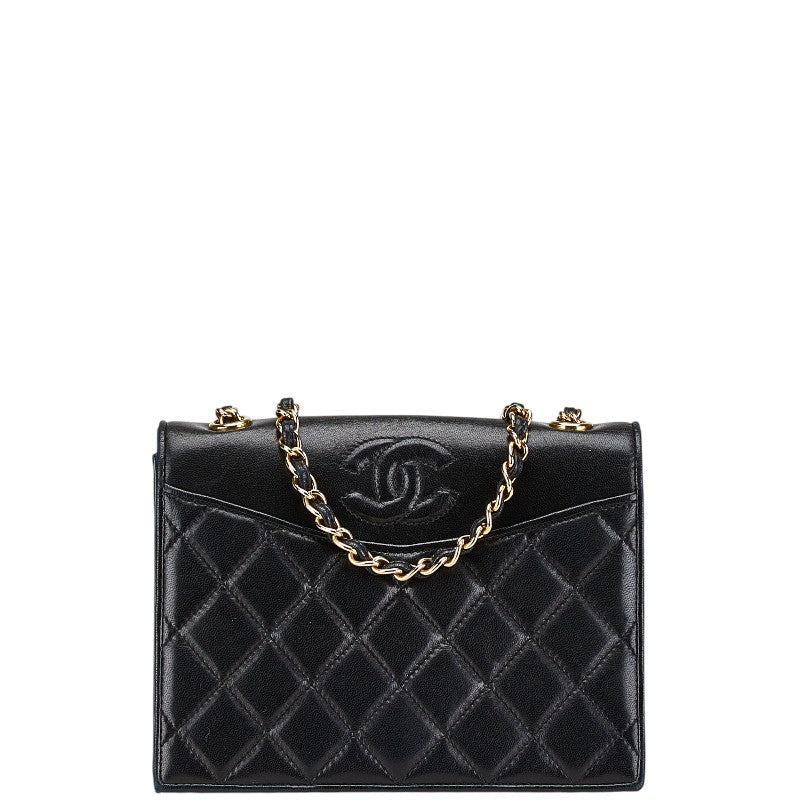 シャネル ココマーク マトラッセ チェーン ショルダーバッグ ブラック ラムスキン レディース CHANEL 【中古】