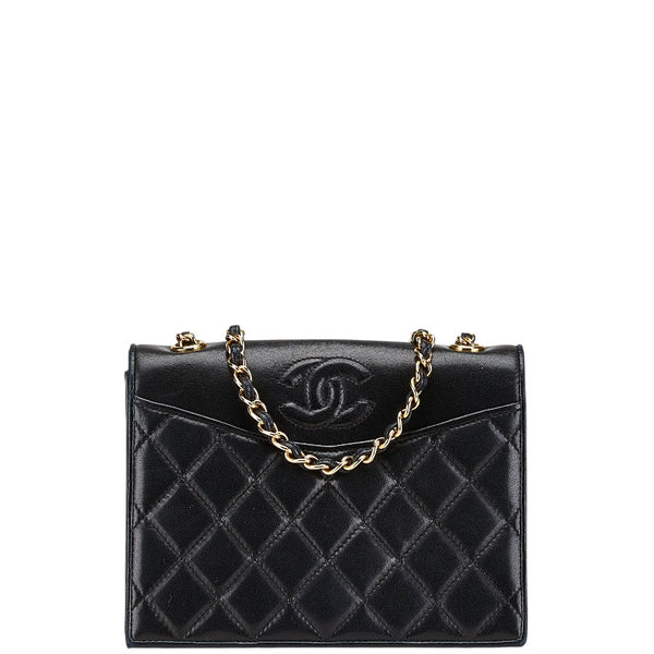 シャネル ココマーク マトラッセ チェーン ショルダーバッグ ブラック ラムスキン レディース CHANEL 【中古】