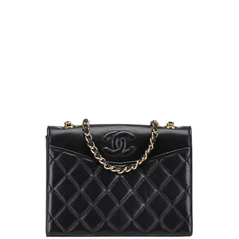シャネル ココマーク マトラッセ チェーン ショルダーバッグ ブラック ラムスキン レディース CHANEL 【中古】