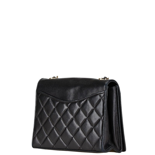 シャネル ココマーク マトラッセ チェーン ショルダーバッグ ブラック ラムスキン レディース CHANEL 【中古】