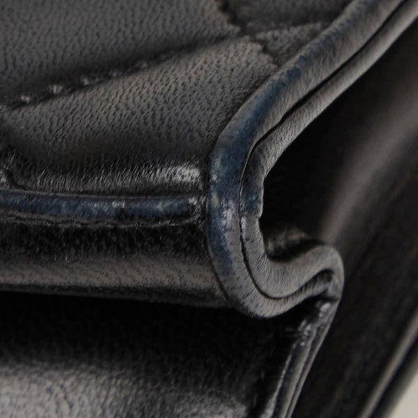 シャネル ココマーク マトラッセ チェーン ショルダーバッグ ブラック ラムスキン レディース CHANEL 【中古】