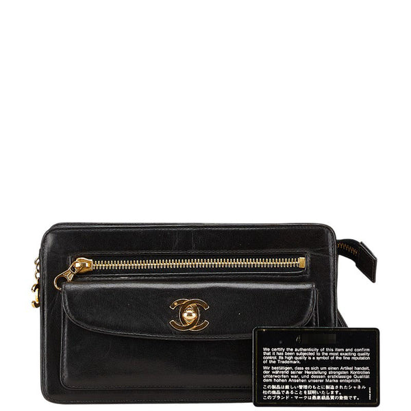 シャネル ココマーク クラッチバッグ ブラック ラムスキン レディース CHANEL 【中古】