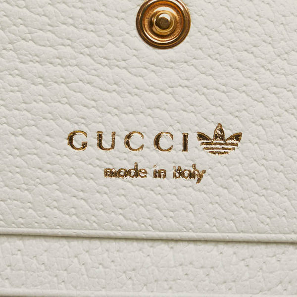 グッチ × adidas アディダス ホースビット ショルダーウォレット 2つ折り財布 702248 ホワイト ブラック レザー レディース GUCCI 【中古】