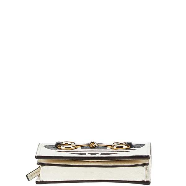 グッチ × adidas アディダス ホースビット ショルダーウォレット 2つ折り財布 702248 ホワイト ブラック レザー レディース GUCCI 【中古】