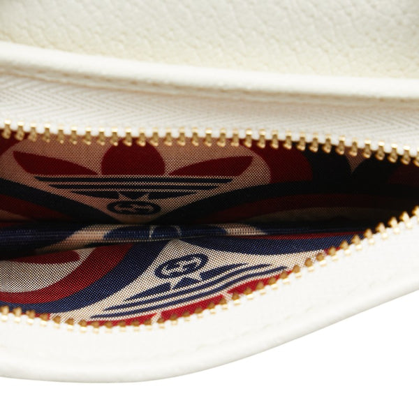 グッチ × adidas アディダス ホースビット ショルダーウォレット 2つ折り財布 702248 ホワイト ブラック レザー レディース GUCCI 【中古】