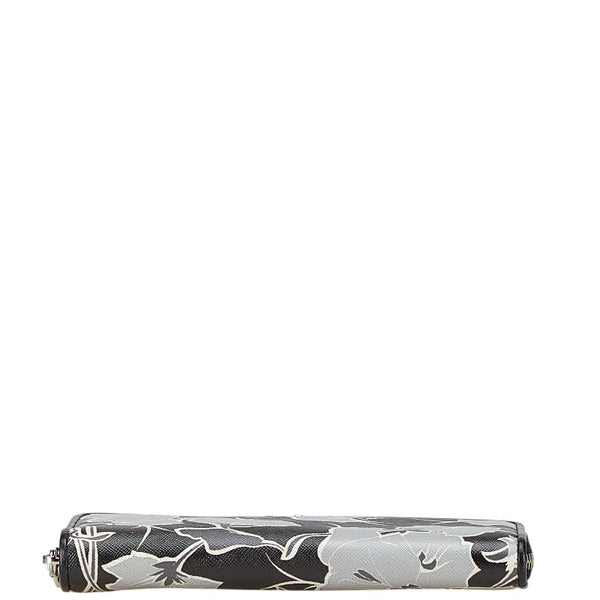 プラダ サフィアーノ ラウンドファスナー 長財布 1M0506 ブラック グレー レザー レディース PRADA 【中古】