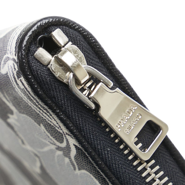 プラダ サフィアーノ ラウンドファスナー 長財布 1M0506 ブラック グレー レザー レディース PRADA 【中古】