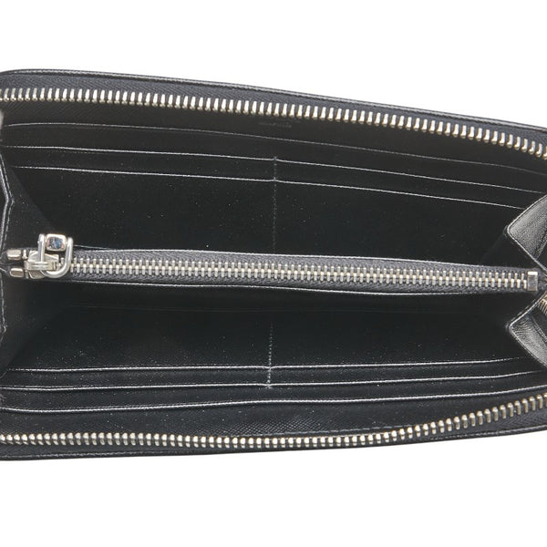 プラダ サフィアーノ ラウンドファスナー 長財布 1M0506 ブラック グレー レザー レディース PRADA 【中古】