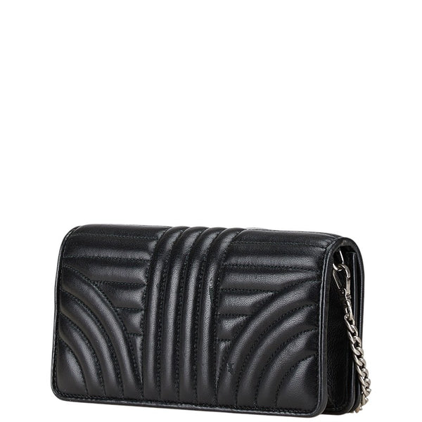 プラダ ダイアグラム ショルダーバッグ チェーンウォレット  ブラック レザー レディース PRADA 【中古】