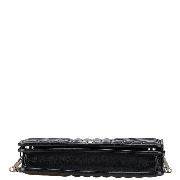 プラダ ダイアグラム ショルダーバッグ チェーンウォレット  ブラック レザー レディース PRADA 【中古】